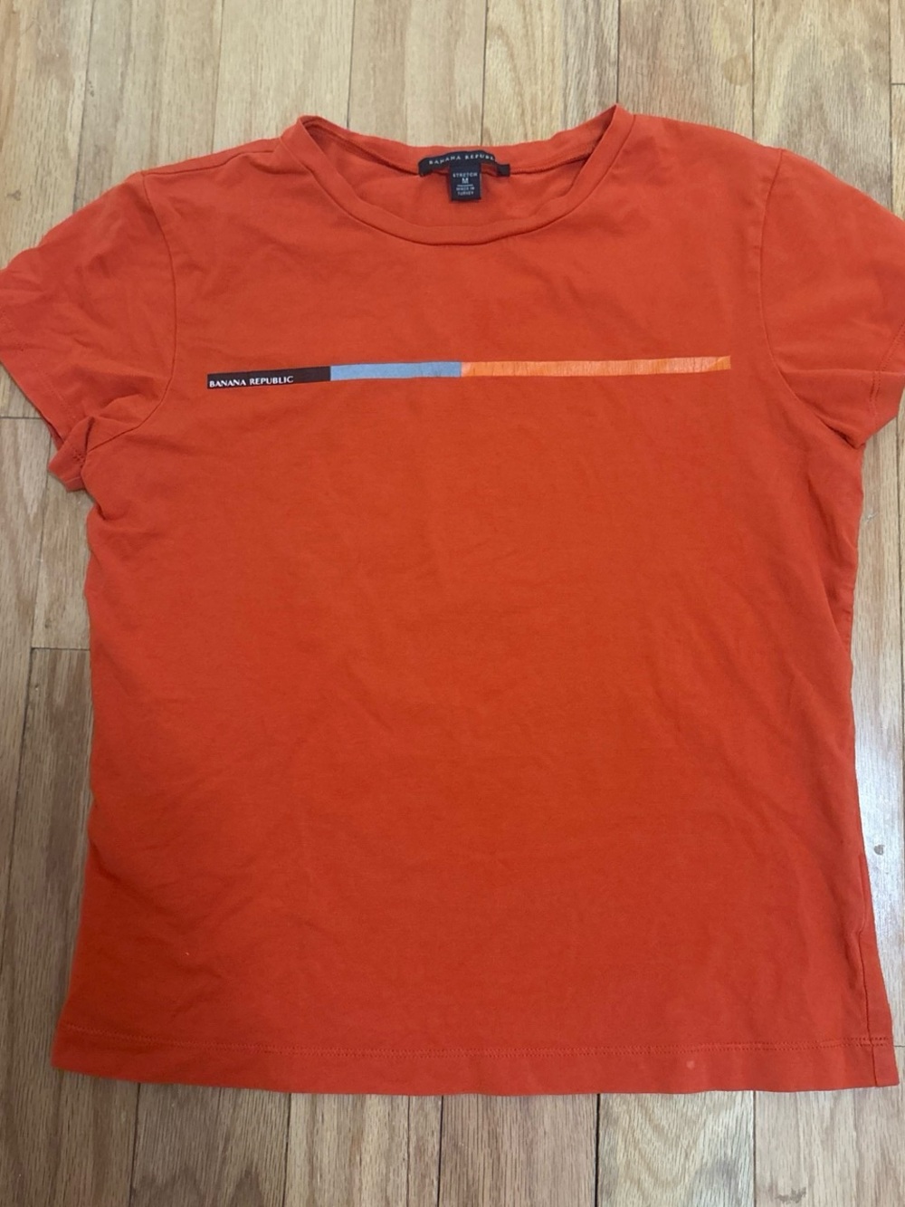 Banana Republic Orange Graphic Stripe Baby Tee